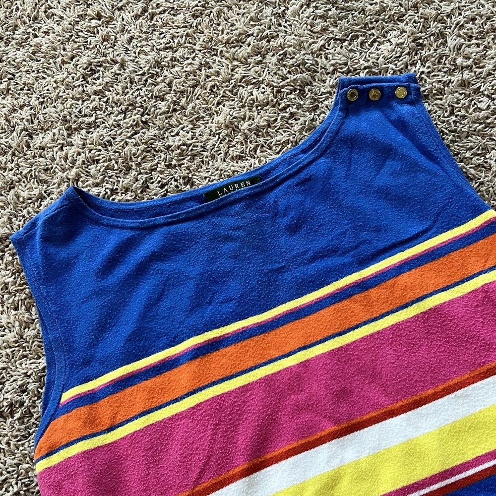 Lauren Ralph‎ Lauren Vtg Sleeveless Sweater Lightweight Knit Stripes Women's 3X